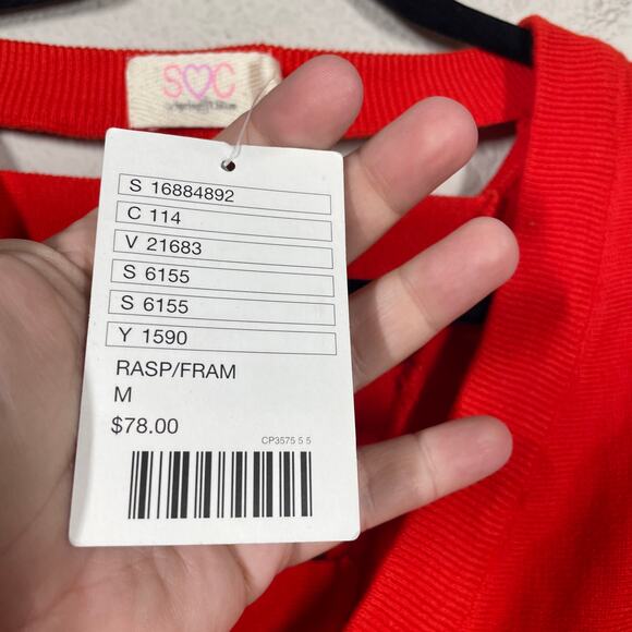 SC by Spring & Clifton Medium Cut Out Back Dolman Sleeves Top Red Cotton V Neck - Picture 8 of 8